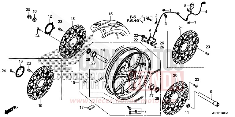 ROUE AVANT de CBR1000RR SP SP1 SP2 GRAND PRIX RED (R380X) 2018